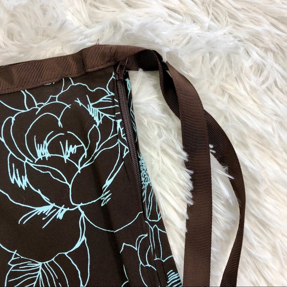 Rave chocolate brown turquoise flower skirt - Picture 3 of 8